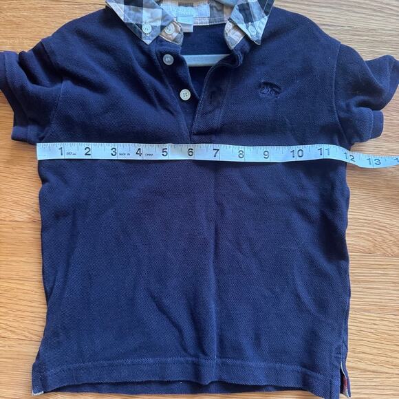 Burberry Children's Navy Blue Button Polo Shirt Plaid Collar Kids Size 4 - Picture 5 of 8